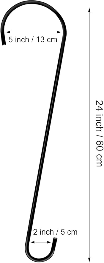 Dreecy 4 Pack 24 Inch Extra Large Tree Branch S Hook,Hooks Stakes Bird Feeder Hook for Tree, Metal Garden Tree Hooks for Hanging Bird Feeders, Baskets,Plants, Lanterns and Ornaments (Black)
