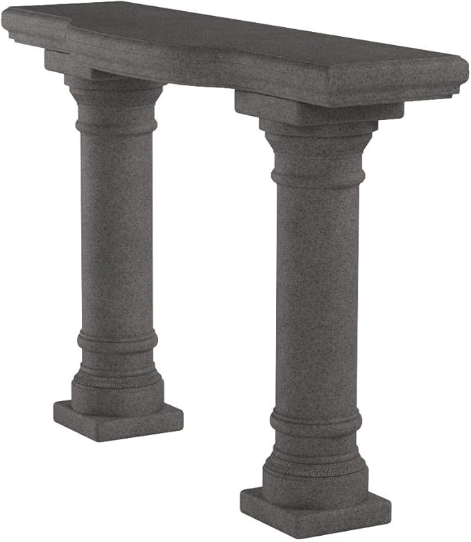 Emsco Group 2316 Lightweight Natural Sandstone Garden Shelf with Columns, 48", Granite