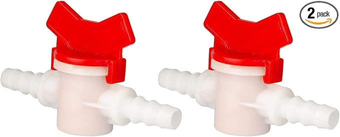 2 Pack Barbed Ball Valve 1" OD In-Line Ball Valve Shut-Off Switch with Hose Barb for Drip Irrigation and Aquariums Agricultura Garden