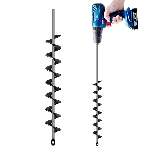 32" x 2" Extended Length Auger Drill Bit for Planting Bulb & Bedding Plant Auger, Garden Plant Auger, No Need to Squat Post Hole Digger for 3/8" Hex Drive Drill, Earth Auger Bulb Planter Tool