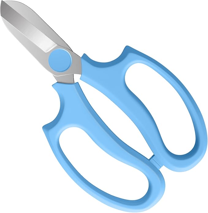 Flower Scissors, Strong Floral Shears, Premium Steel Garden Pruning Shears Floral Fruits Leaf Scissors Hand Pruner Snip Trimming Tool for Gardening Flower Arrangement, Light Blue