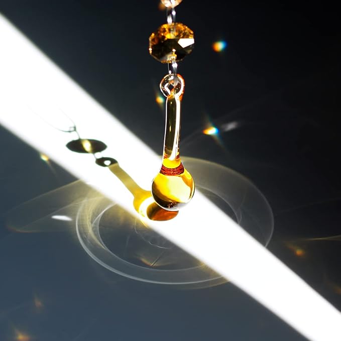 12pcs Raindrop Crystal Chandelier Prisms Parts, 53mm Hanging Crystals Beads for Chandeliers, Home Decoration (Topaz)