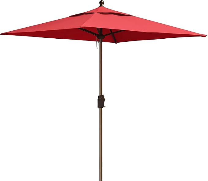 EliteShade USA 10-Year-Non-Fading Sunumbrella 6x6Ft Square Market Umbrella Patio Outdoor Table Umbrella with Ventilation(Logo Red)