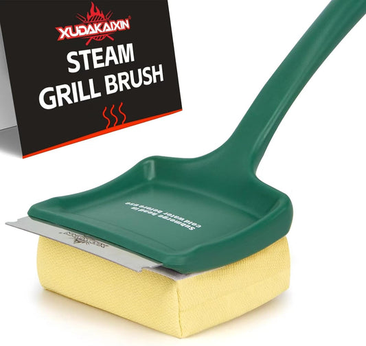 19" Large Bristle-Free Steam Cleaning Grill Brush,Replaceable BBQ Cleaning Head,Safe Grill Accessories for Cast Iron Grates/Porcelain/Weber Gas/Charcoal Grill - Gifts for Men Dad Husband