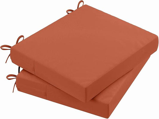 AAAAAcessories Outdoor Seat Cushions for Chairs, Waterproof, Fade-Resistant Patio Furniture Replacement Cushions, 20" x 18" x 3", Set of 2, Rust