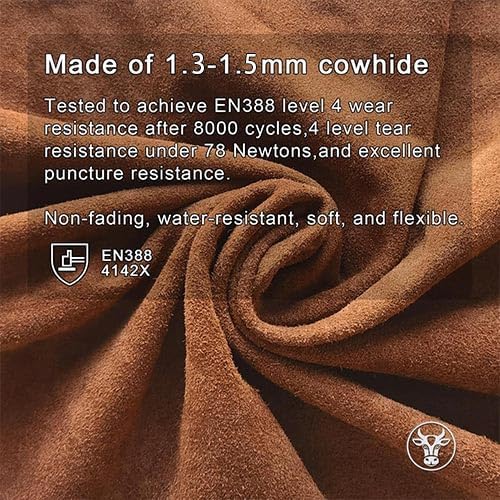 12 Pairs Bulk Leather Work Gloves for Men or Women for Gardening, Construction, Truck, Driving, Farm, Ranch, Woodworker, Soft, Cowhide Thickened, Water Resistant, Brown, 2X-Large