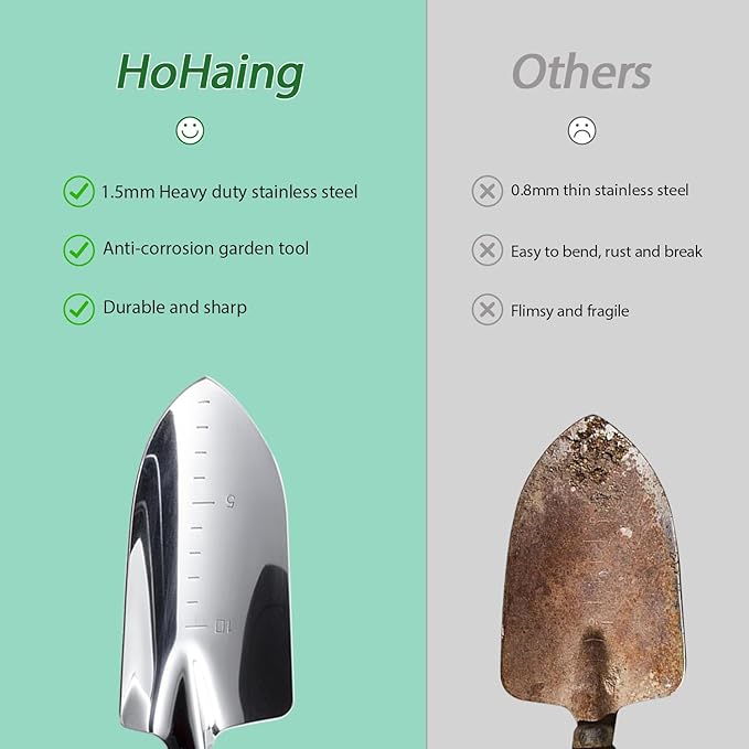 Garden Tool Set, 3 Pieces Gardening Kit with Garden Plant Twist Tie and Plastic Plant Tag, Stainless Steel Heavy Duty Garden Tools with Wooden Handle, Gardening Gifts for Women