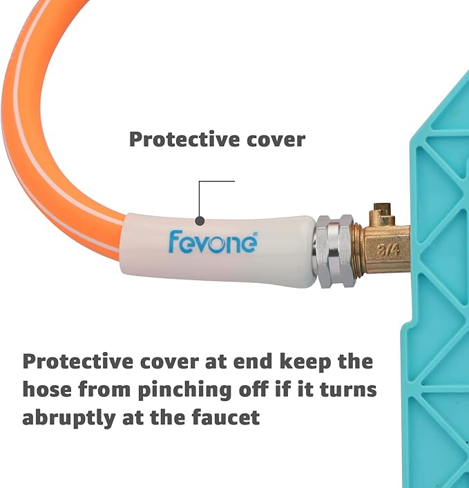 Fevone 3 ft Garden Hose, Hose Reel Leader Hose, Hybrid Polymer, Kink Resistance, Flexible, Durable, Leak Free, Aluminum Fittings, 3/4" GHT, 5/8" ID, 600 Psi, Drinking Water Safe