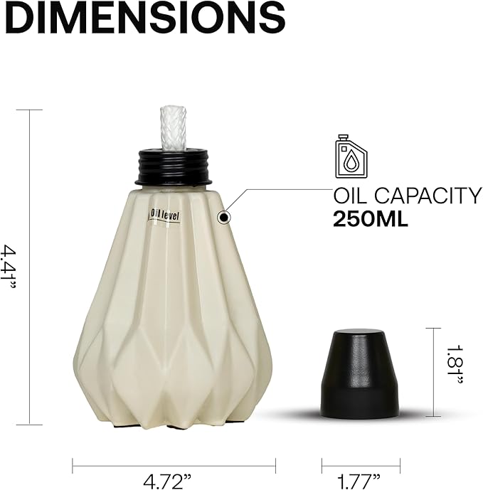 Deco Window Pack of 3 Table Torch for Indoor Outdoor Citronella Oil Tabletop Ceramic Lamp Landscape Multicolored Lantern with Fiberglass Wick & Cap for Garden Patio Yard Party Decor Light