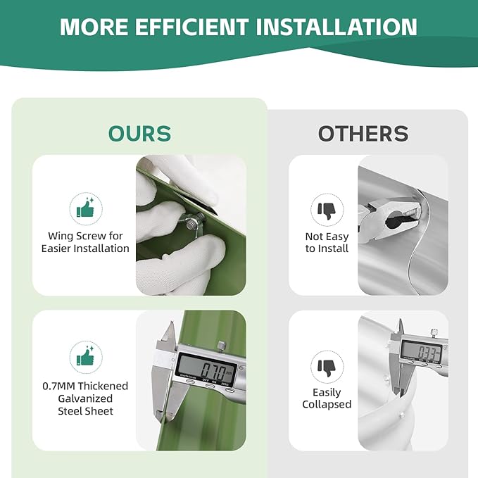 Galvanized Raised Garden Bed - 4x2x1ft Metal Garden Planter Box Outdoor | Steel Raised Bed Kit with Bracing Rods, Gloves for Gardening Vegetables Fruits and Flowers (Oliver Green)