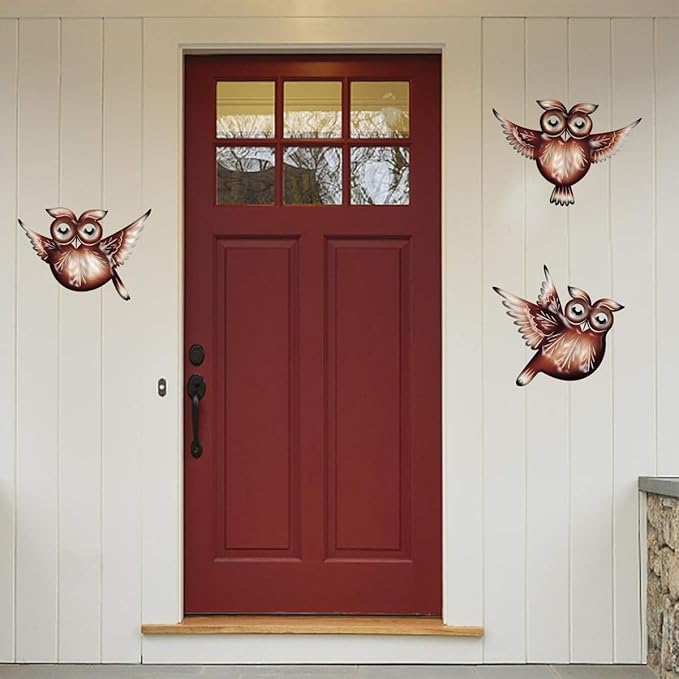 EiGreen Metal Owl Wall Art Decor, Metal Colorful Birds 3D Outdoor Wall decoration,Hanging Ornaments Hand-made cute owl Wall Art Fence Decorations for Living Room Patio Balcony (owl)