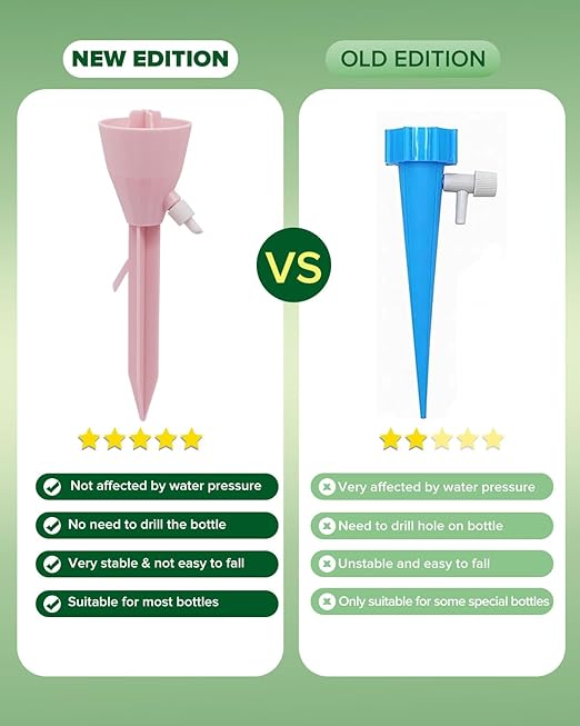 12 Packs Self Watering Planter Drip, Automatic Drip Irrigation Stakes with Adjustable Valve, Adjustable Water Flow System, Self Watering Planter Insert Devices for Indoor and Outdoor Plants