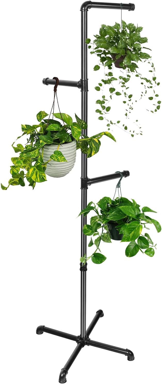 Hanging Plant Stand,Plant Hanger Indoor,Corner Hanging Plant Stand, Black Metal Hanging Plant Holder for Indoor Plants,Hanging Planter for Bedroom Living Room Garden Balcony