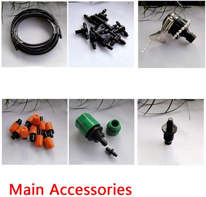 Drip Irrigation kit Plant Watering System Gravity Fed Irrigation Water Drip Setfor Garden Greenhouse Yard Lawn Home or Vacation Use 5M 8/11" Tube 10 Nozzles