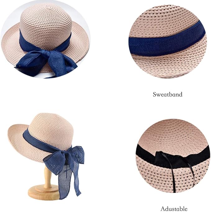 Cyiecw Women Floppy Sun Hats Fashionable Summer Wide Brim Cap BeachStraw Hat UV UPF50 Travel Packable Cotton