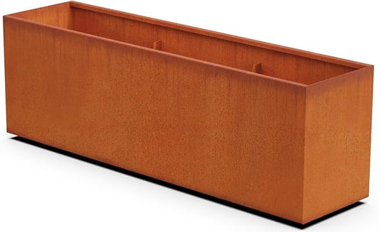 Extra Large Corten Steel Planter Box – 72"x18"x24" Rectangular Outdoor Metal Planter | Heavy Duty, Rust Patina Finish | Made in USA | Fully Assembled