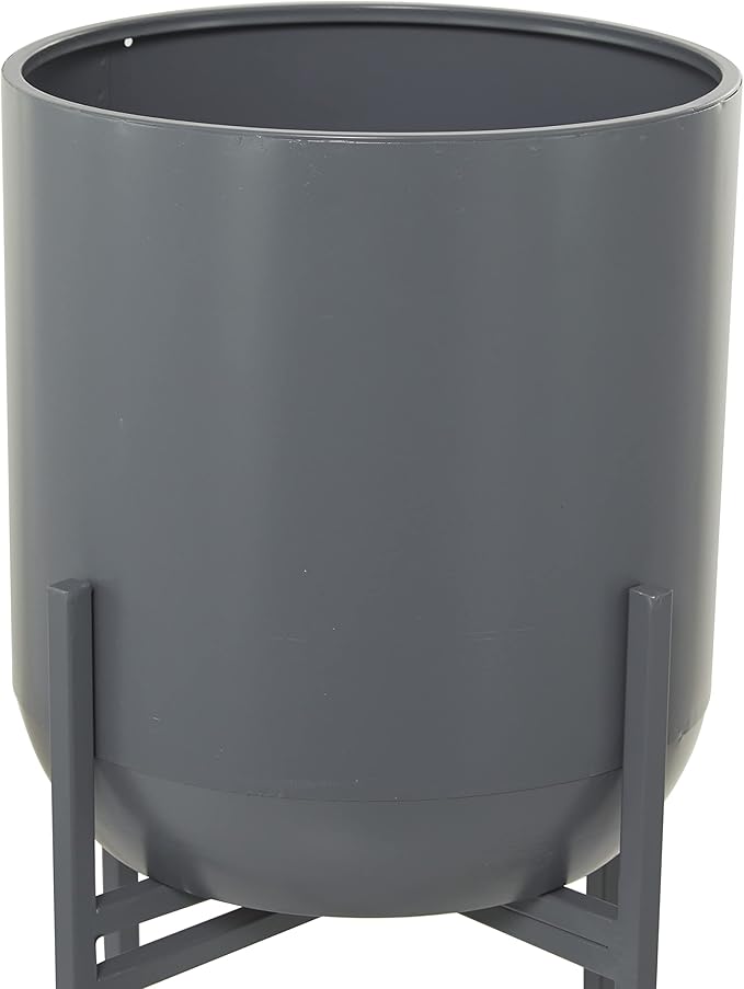 Deco 79 CosmoLiving by Cosmopolitan Metal Round Planter with Removable Stand, 13" x 13" x 36", Dark Gray