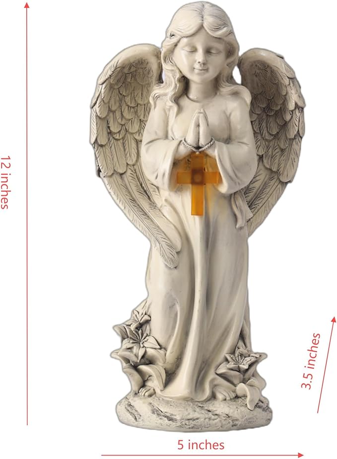 Angel Solar Garden Statues: Cemetery Decorations for Grave Praying Angel Figurines for Outdoor Lawn Yard Patio Decor Memorial Gifts for Women