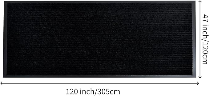 fani Heavy Duty Large Outdoor Indoor Entrance Black Doormat Waterproof Low Profile Entrance Rug Front Door Mat Patio Anti-Skid Rubber Back, 48x120 inch (Jet Black)