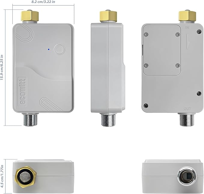 ECOWITT Wittflow Sprinkler Timer, WFC01 Smart Watering Timer, Need to Connect to GW2000 Wi-Fi Hub, Built-in Water Flow Meter and Temperature Sensor, NPT Thread, Intelligent Irrigation