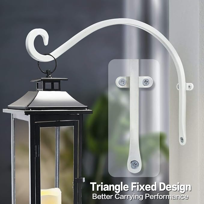 Hanging Plant Brackets Outdoor: 12-Inch Hanging Plant Hangers Wall Hooks - Wall Mount Brackets for Bird Feeder Flower Baskets White