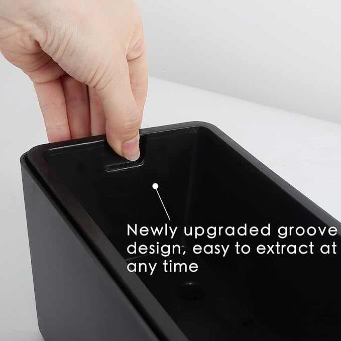 GardenBasix Elongated Self Watering Planter Pots 2-Pack Window Box 5.5 x 16 inch Indoor Home Garden Modern Decorative Pot for All House Plants Flowers Herbs (Dark Grey,2)