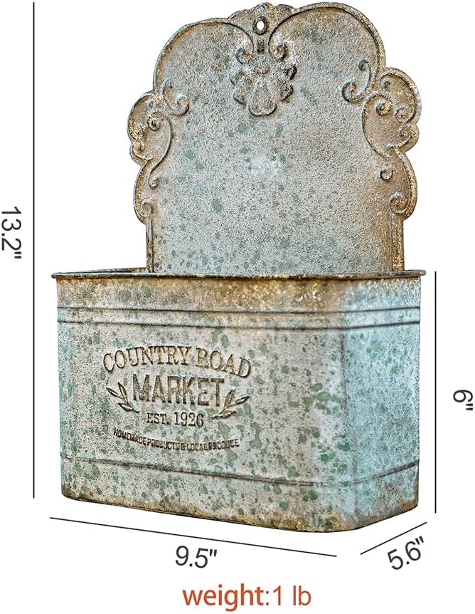 All Chic Metal Wall Planter Wall Mount Planter Wall Metal Hanging Planter Wall Vases for Flowers Planters for Outdoor Plants for Farmhouse Wall Decor (Rustic)