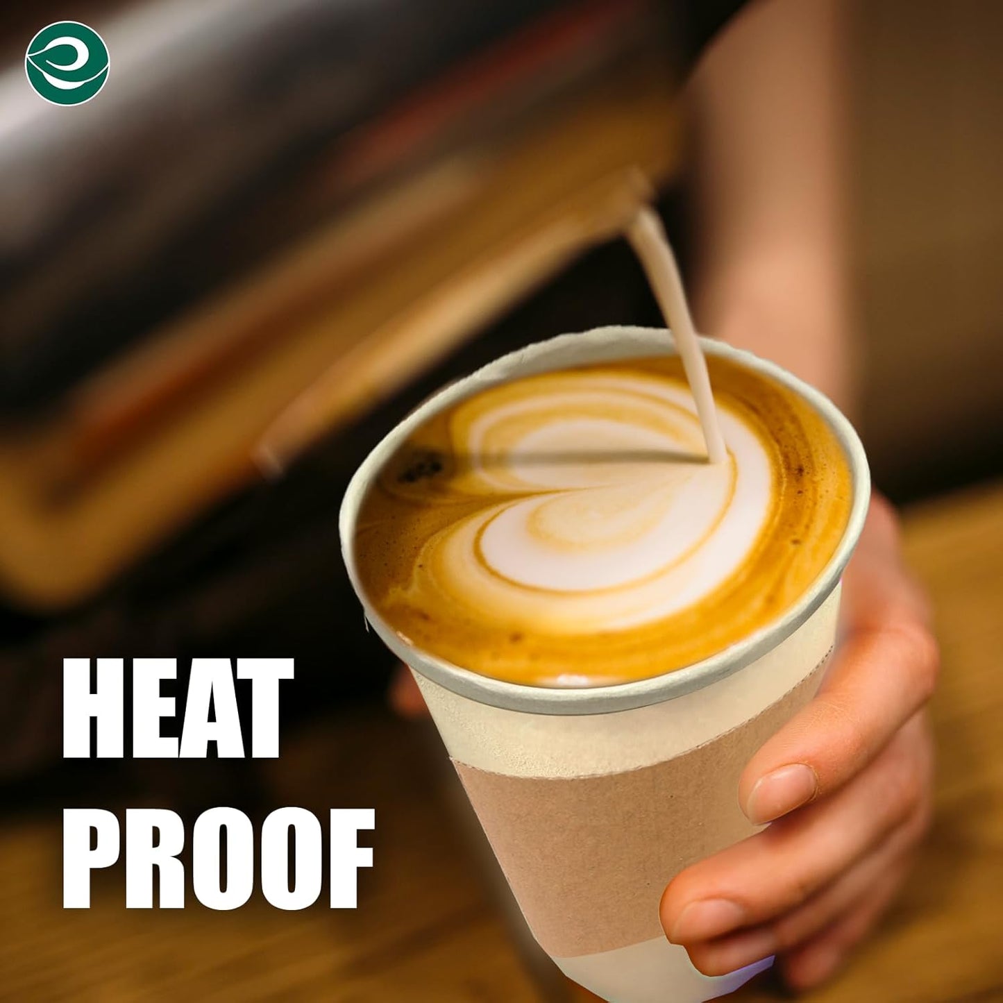 ECO SOUL 100% Compostable Coffee Cups With Lids & Sleeves - 16Oz (200 Counts) To Go Coffee Disposable Bagasse Cups |Sturdy & Eco-Friendly Cups for Cafes, Party, Office