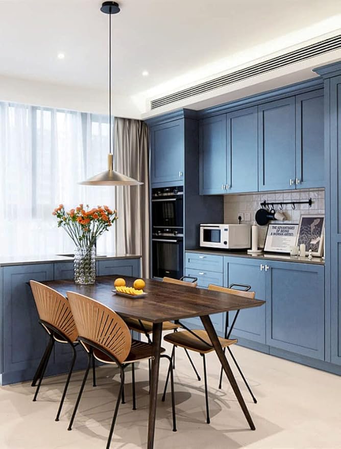 Dimoon 590''x23.6'' Blue Peel and Stick Wallpaper Contact Paper Modern Self Adhesive Wall Paper Removable Renter Friendly Textured Solid Color Shelf Cabinet Vinyl Roll (590''x23.6'',Blue Grey)