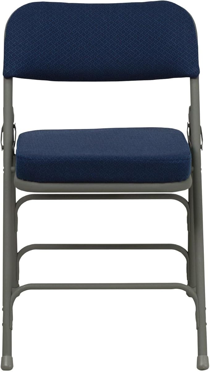 Flash Furniture Hercules Series Metal Folding Chairs with Cushioned Seat, Fabric Upholstered Event Chairs with 300-lb. Static Weight Capacity, Set of 4, Navy