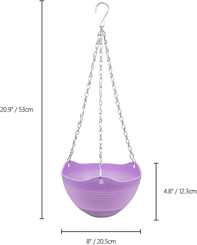 Foraineam Set of 7 Colors Self-Watering Hanging Planter Indoor Outdoor Garden Flower Plant Pot Container with Drainer and Hanging Chain