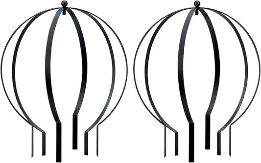 2 Pcs Garden Large Metal Circle Trellis Garden Obelisk Sculpture Globe Trellis for Climbing Plants Outdoor Potted Round Planter Trellis Garden Decor for Patio Doorway Black 25.20 x 21.26''