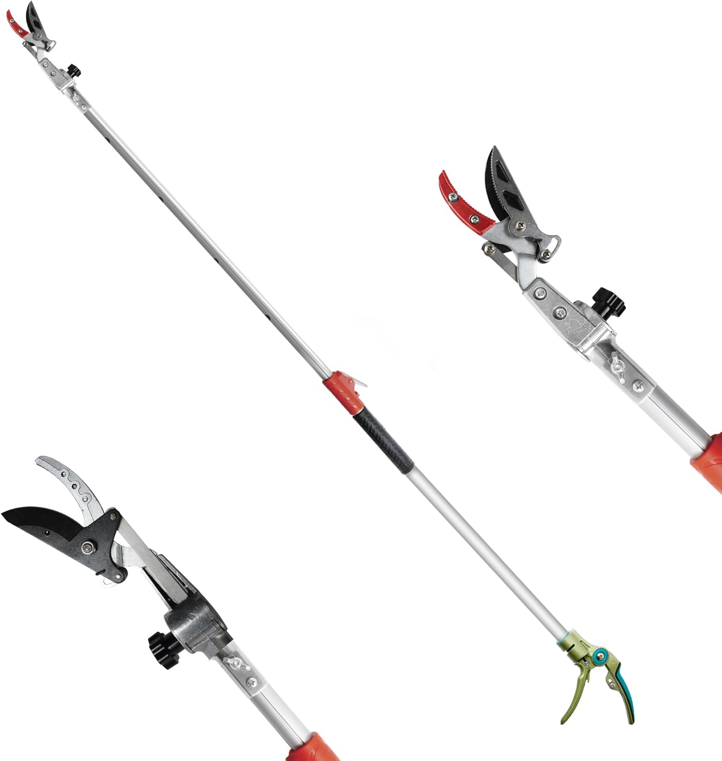 GARTOL Pruner for Garden, Cut Upto 1 Inch & Hold Telescopic Pole Pruner, Fruit Picker with Rotating Blade Head, Lightweight Aluminum Extendable Handle for Tree Branch Cutter, 7.87-13.78 FT, Silver