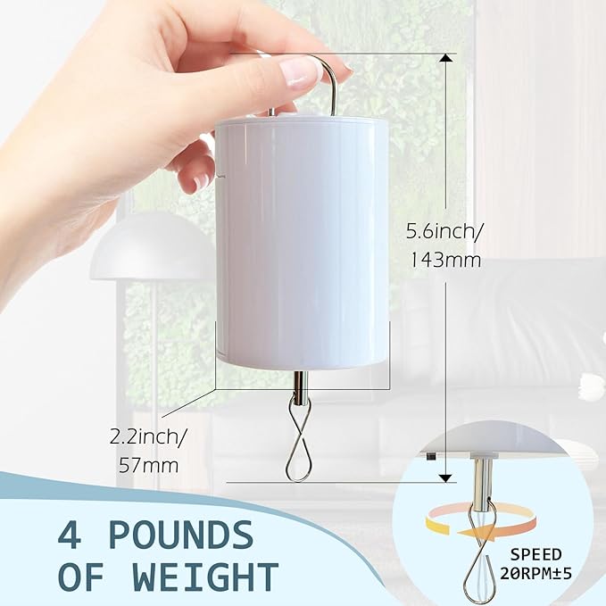 Disco Ball Motor Wind Spinner Mirror Ball Hanging Display Motor Rotating Motor,Garden Decor Motor for Wind Chimes,with Mini Remote Controller for Battery Operated Motor-20 RPM