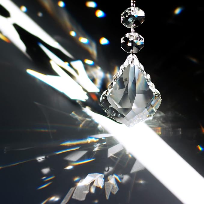 20pcs Crystal Chandelier Maple Leaf Prism Pendant Parts, 50mm Hanging Crystals Beads for Chandelier Wedding Decoration Clear