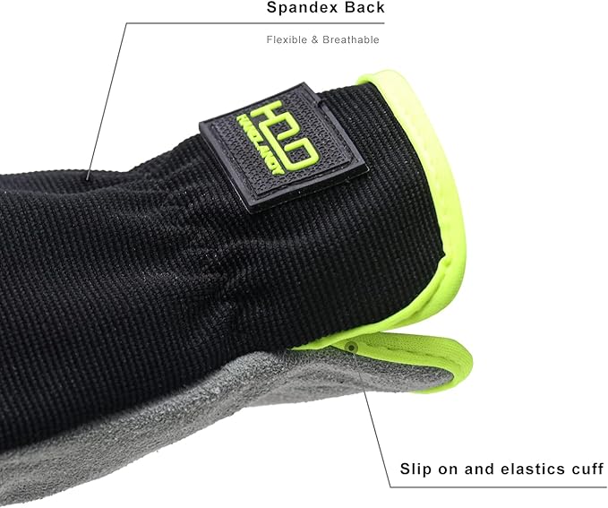 HANDLANDY Leather Work Gloves for Men & Women, Reinforced Durable Garden Gloves, Cowhide Working Glove for Gardening