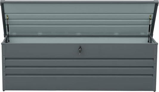 260 Gallon Waterproof Outdoor Storage Box, Extra Large Outside Metal Deck Storage Box for Patio Cushions, Garden Tools, Pool Supplies