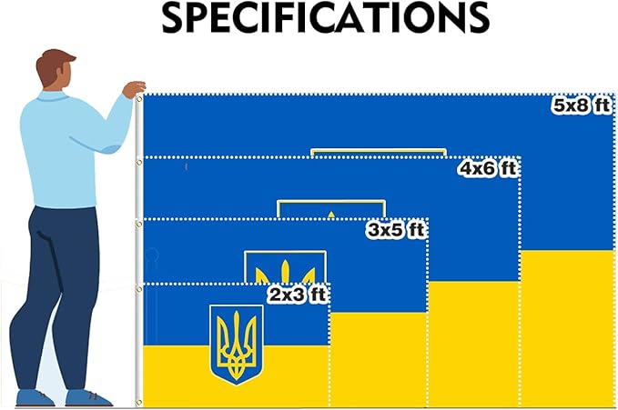 Double Sided Ukraine Trident Flag 4x6FT Ukrainian Coat of Arms National Polyester Banner With 2 Grommets Fade Resistant Vivid Color For Patriotic Festival Events Party Decoration