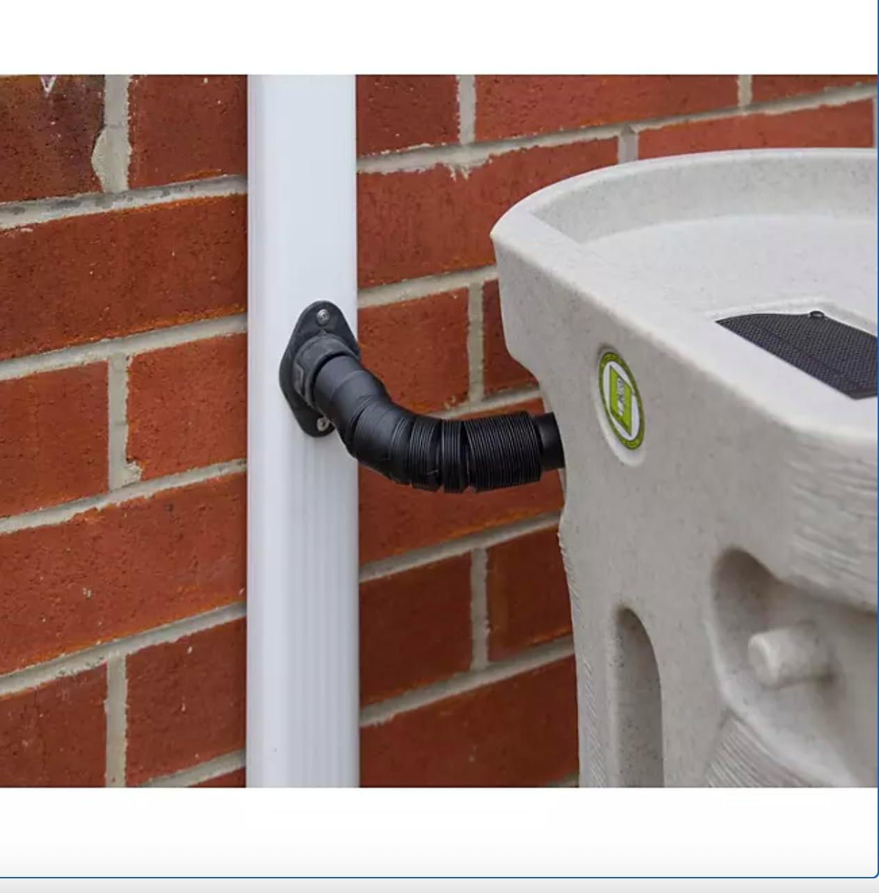 50-Gallon Impressions Corsican Rain Barrel with Diverter Kit, Light Gray Textured Finish, Dual Brass Spigots, Downspout Connection