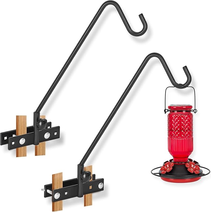 FEED GARDEN Upgraded 2 Pack 13.5 Inch Deck Hooks for Railing, Adjustable Deck Hangers, 360 Degree Swivel, for Hang Humming Bird Feeders,Lanterns, Wind Chimes, Flower Basket and Suet Baskets