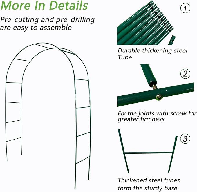 100% Metal Garden Arch Trellis for Climbing Plants Outdoor, Assemble Freely 2 Sizes,Pumpkin Archway Outdoor Garden Arbors and Arches for Wedding Party Decoration