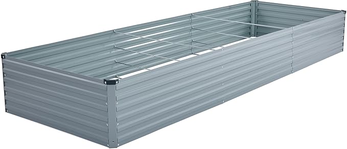 12x4x1.5ft Galvanized Raised Garden Bed,Outdoor Planter Box Metal Patio Kit Planting Bed for Vegetables Flowers Herb,Grey