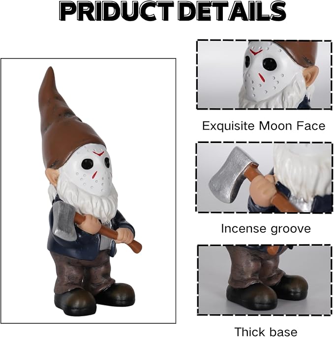 Garden Gnomes Table Decor Horror Decor Gnome Statue Holding Axe for Table Decoration Brown