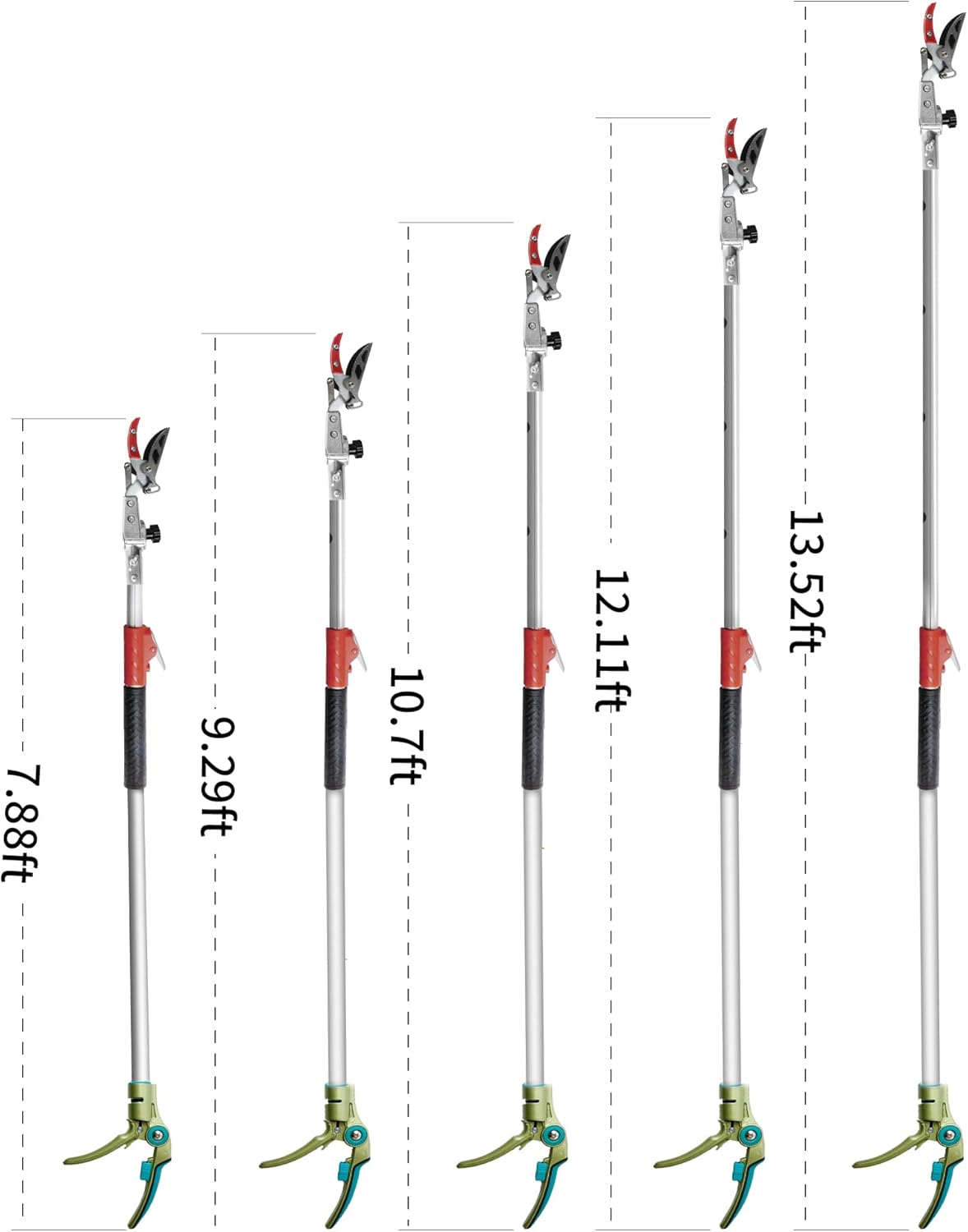 GARTOL Pruner for Garden, Cut Upto 1 Inch & Hold Telescopic Pole Pruner, Fruit Picker with Rotating Blade Head, Lightweight Aluminum Extendable Handle for Tree Branch Cutter, 7.87-13.78 FT, Silver