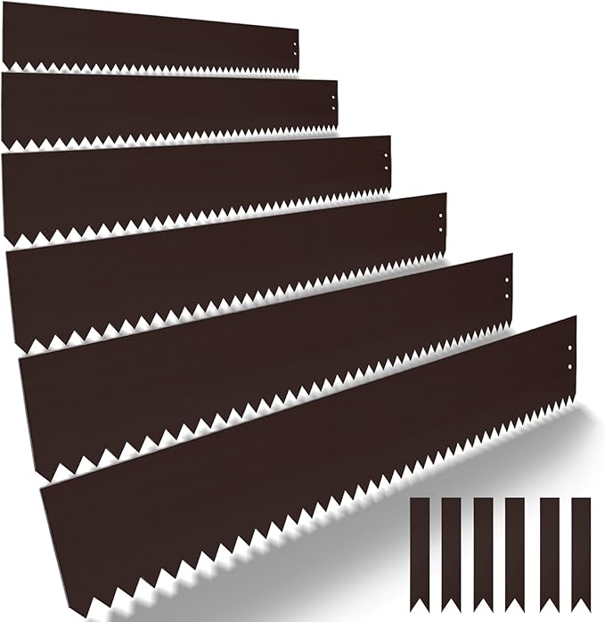 40" L x 8" H Metal Landscape Edging, Heavy Duty Galvanized Steel Garden Edging,6 Pack Steel Landscape Edging with Clips for Lawn, Flower Bed, Yard (Brown)