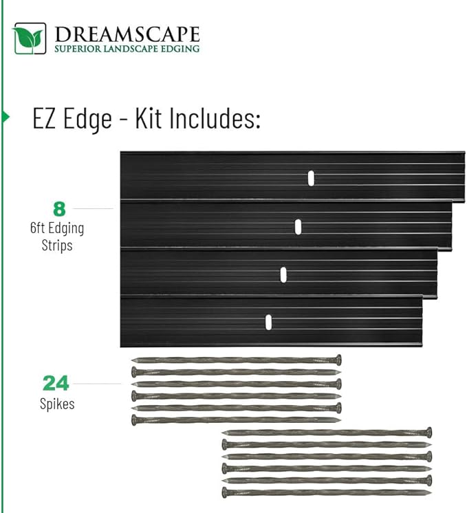 Dreamscape E-Z Edge Aluminum Landscape Edging - 8 Strips, 6ft Each (48ft Total), Black - Professional Quality Landscaping Border, Metal Divider for Lawn, Garden, Flowerbed…