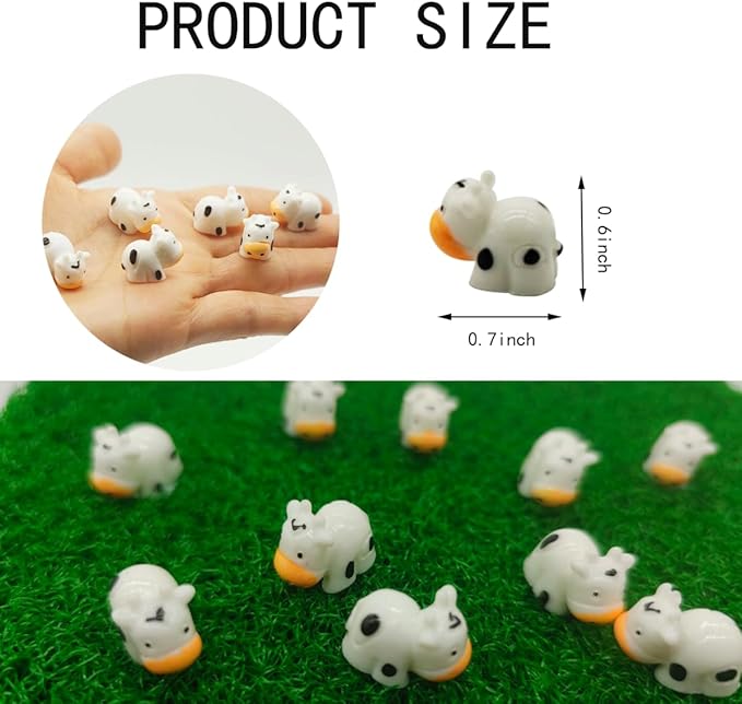 DoubleWood Mini Cow Figurines Set, 90 Pieces, Resin Mini Animals Decorations for Fairy Gardens and Miniature Landscapes (90, White)