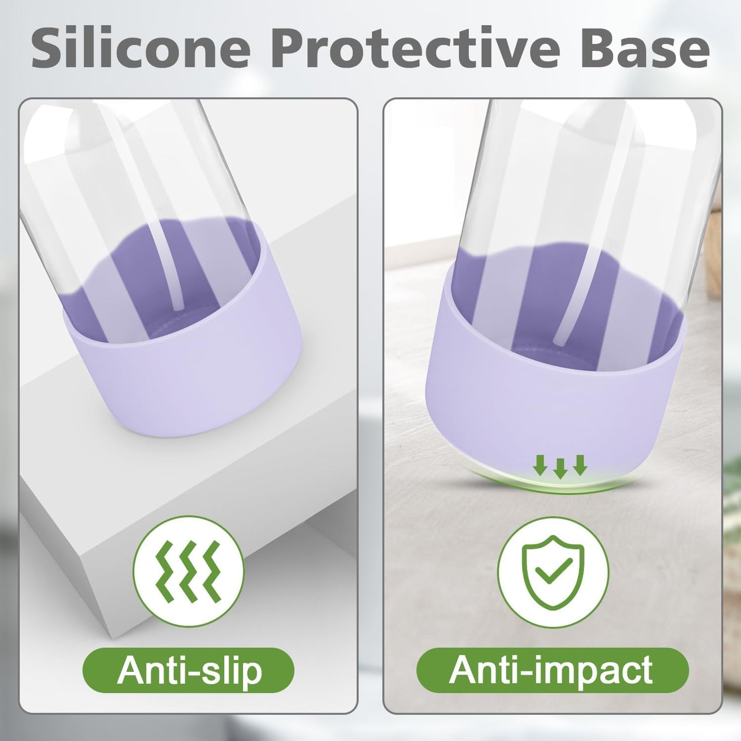 Glass Spray Bottles with Silicone Sleeve Protection, Empty 16 oz Refillable Containers, Reusable Spray Bottles for Hair, Cleaning Solutions, 3 Pack Grey&Pink&Purple