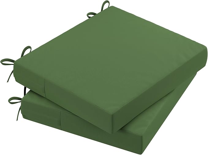 AAAAAcessories Outdoor Seat Cushions for Chairs, Waterproof, Fade-Resistant Patio Furniture Replacement Cushions, 20" x 18" x 3", Set of 2, Dark Moss Green