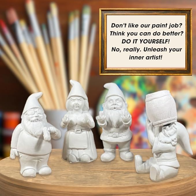 Gnometastic Gnude Gnomes - Unpainted Double Bird Garden Gnome Statue, 8.5in / DIY Paint Your Own Gnome - Funny Garden Gnomes to Paint for Adults, Outdoor or Indoor